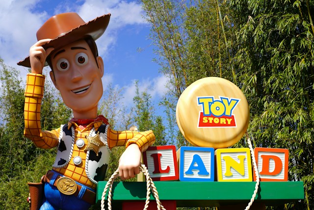 A toy story character sign in Toy Story Land.