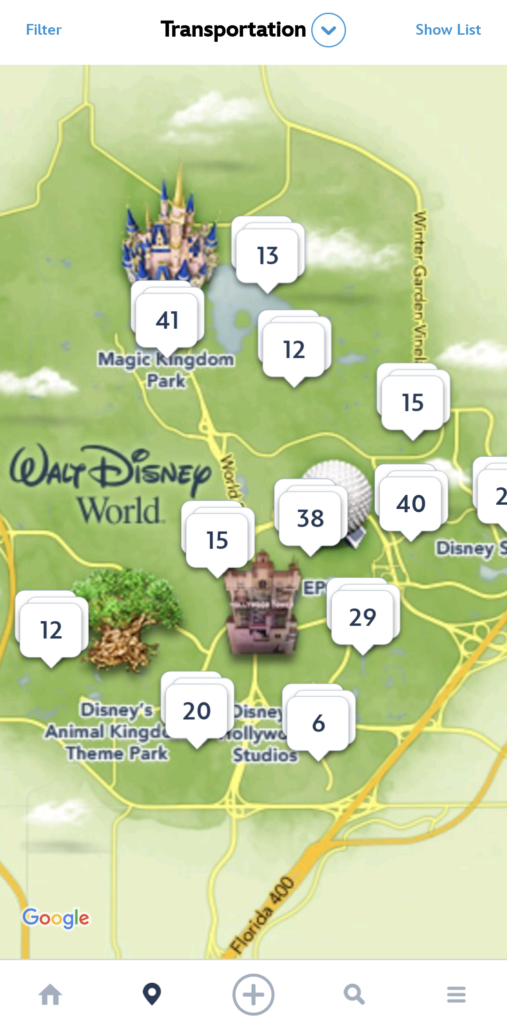 Disney World bus map.