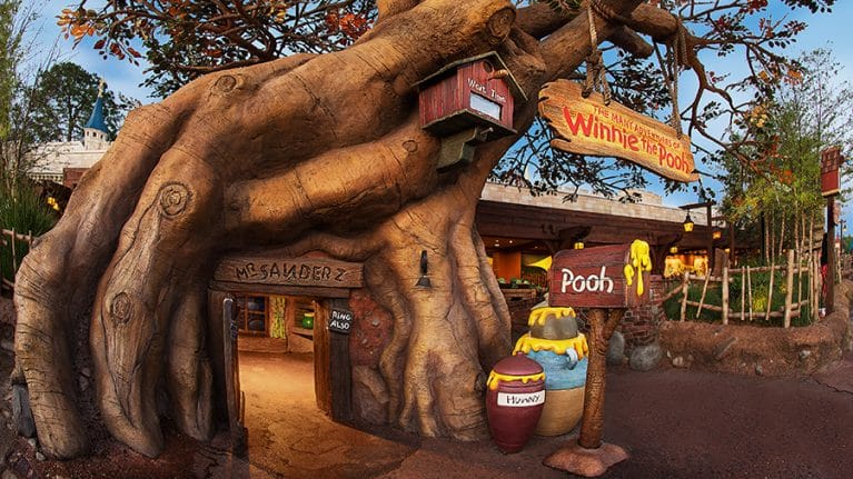 The Many Adventures of Winnie the Pooh Attraction in Fantasyland at Magic Kingdom.