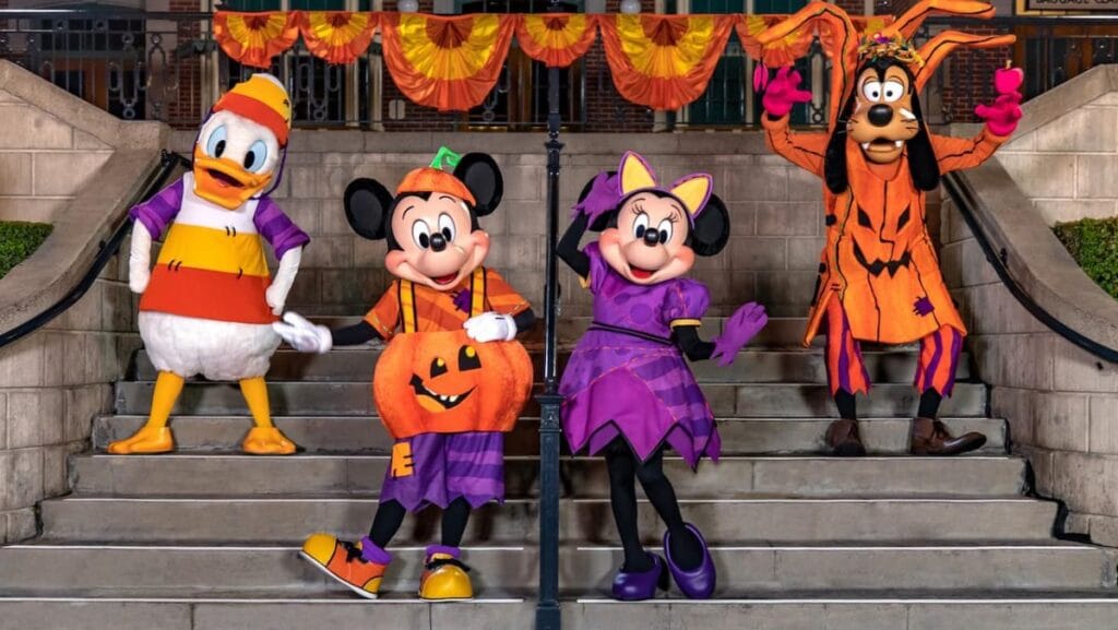 Disney World Halloween decorations for Mickey's Not-So-Scary Fall Party in Magic Kingdom